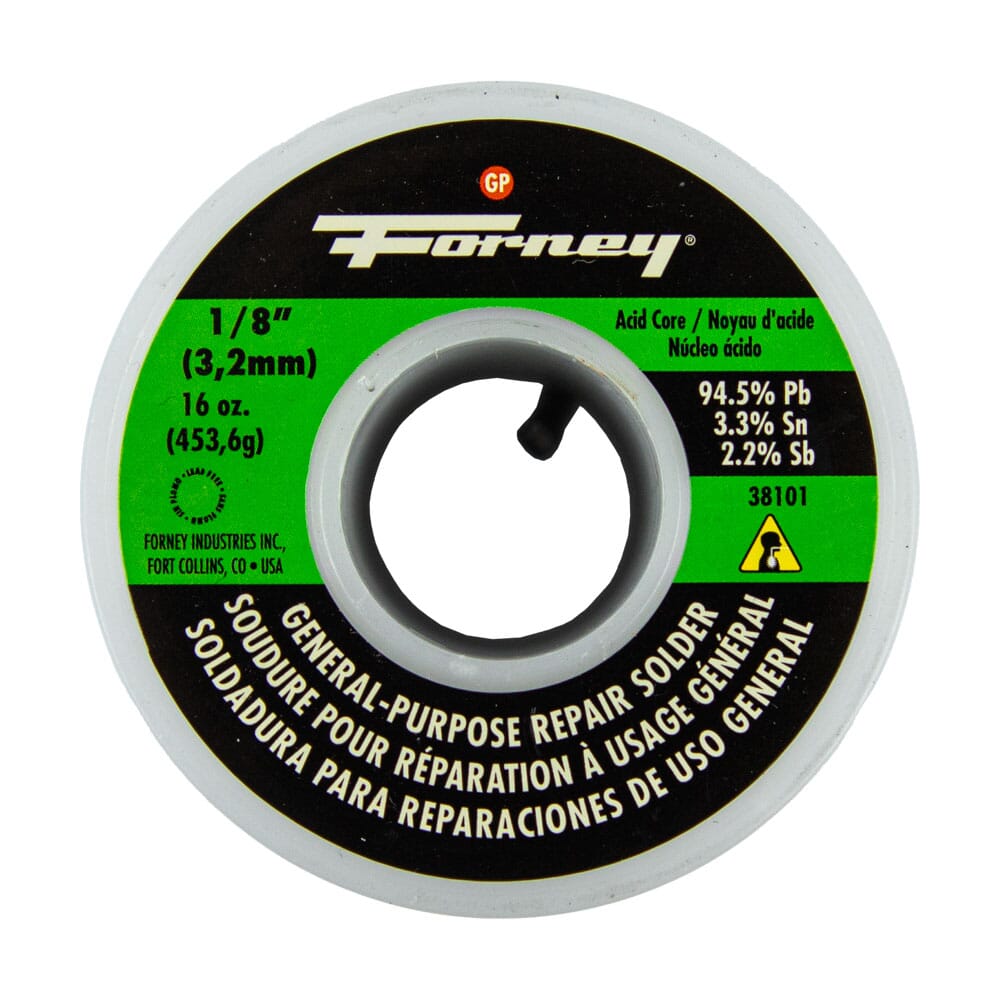 Solder, General Purpose Repair, Acid Core, 1/8 in, 16 Ounce